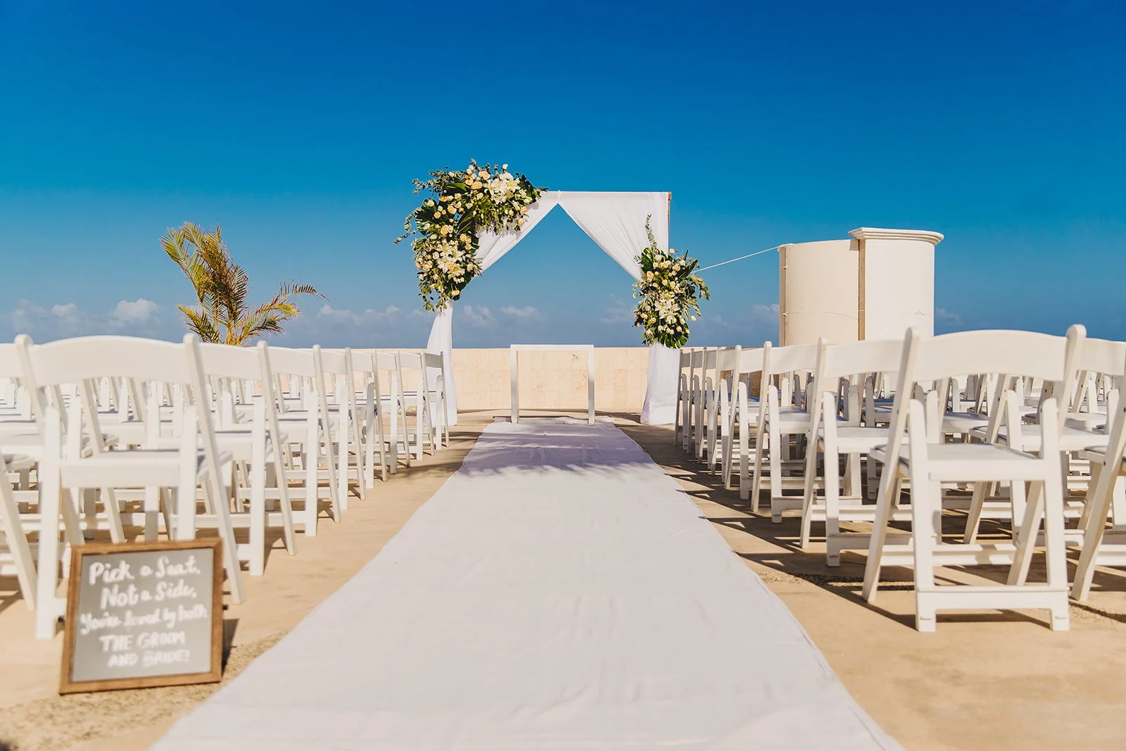 Dreams Sapphire Beach Terrace: Beach Terrace wedding venue at Dreams Sapphire overlooking the Caribbean at ocean level