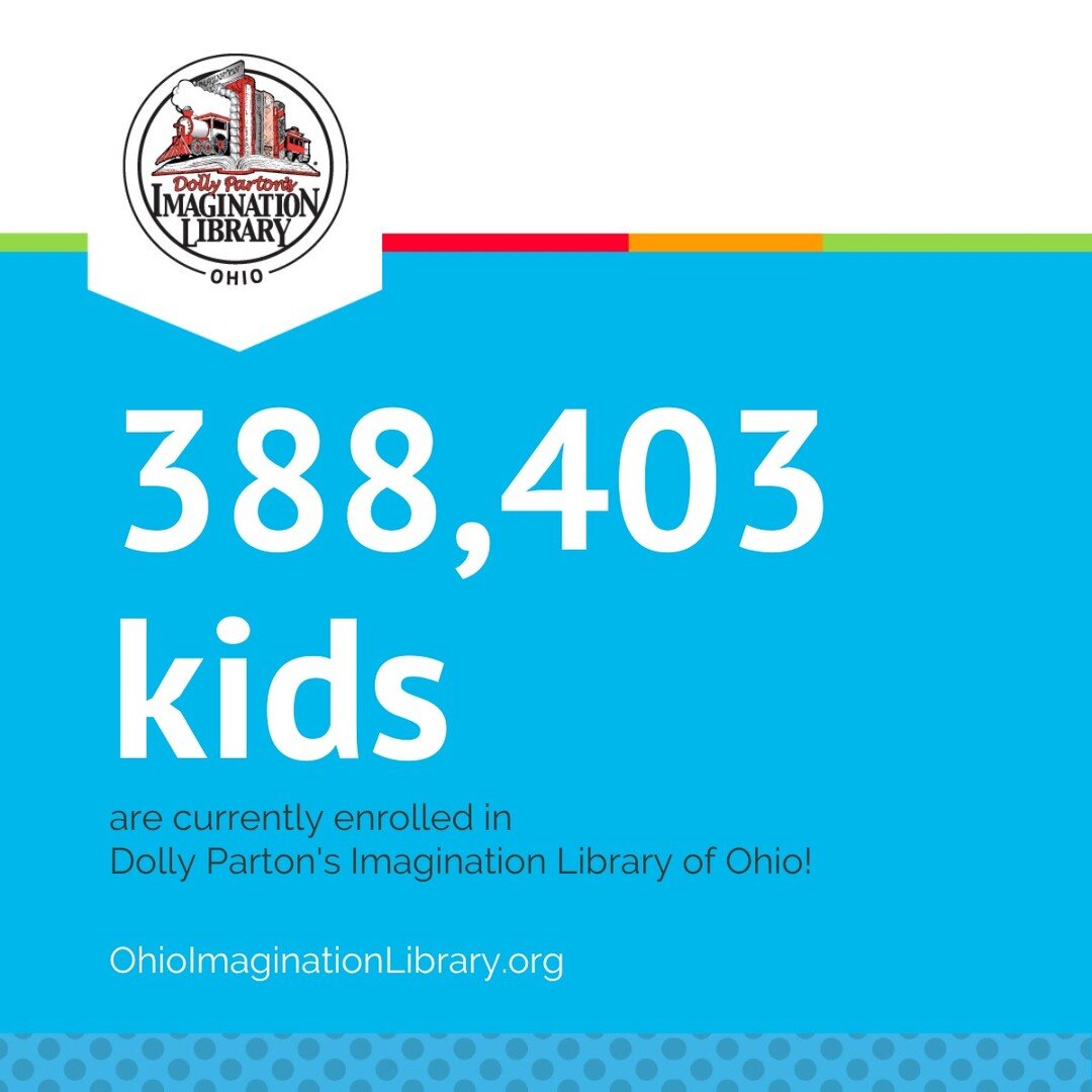 58% of Ohio's eligible children (between 0-5 years old) will be mailed a free book this month from the @imaginationlibrary !

Ohio has the most children enrolled in the program compared to any other state in the U.S.!