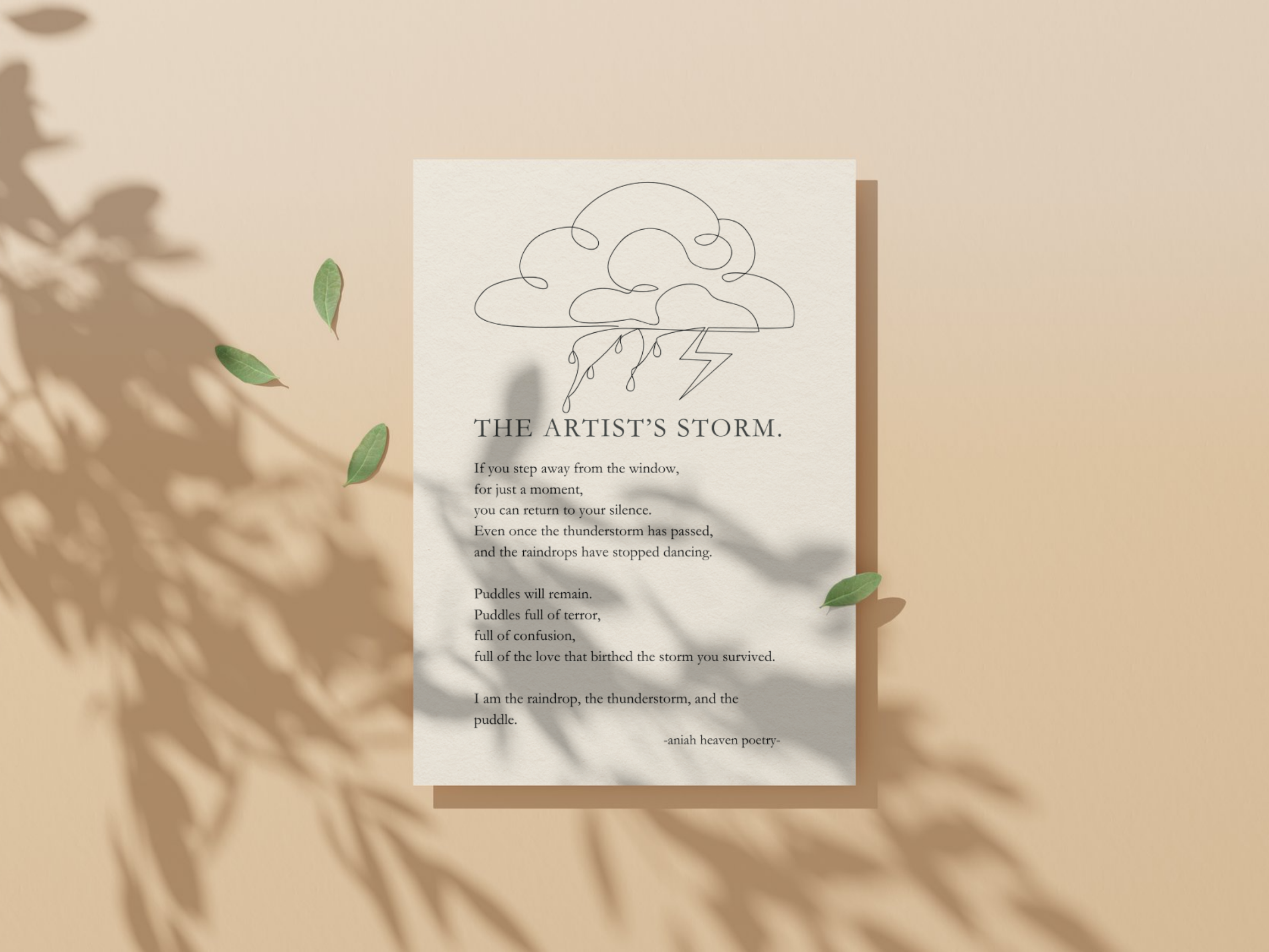 The Artist's Storm — 5x7 Poetry Print
