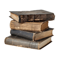 A stack of four vintage books.
