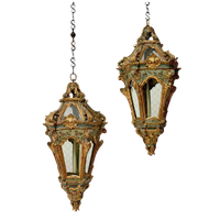Two brass hanging lanterns.