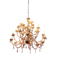 A gold and crystal chandlier.