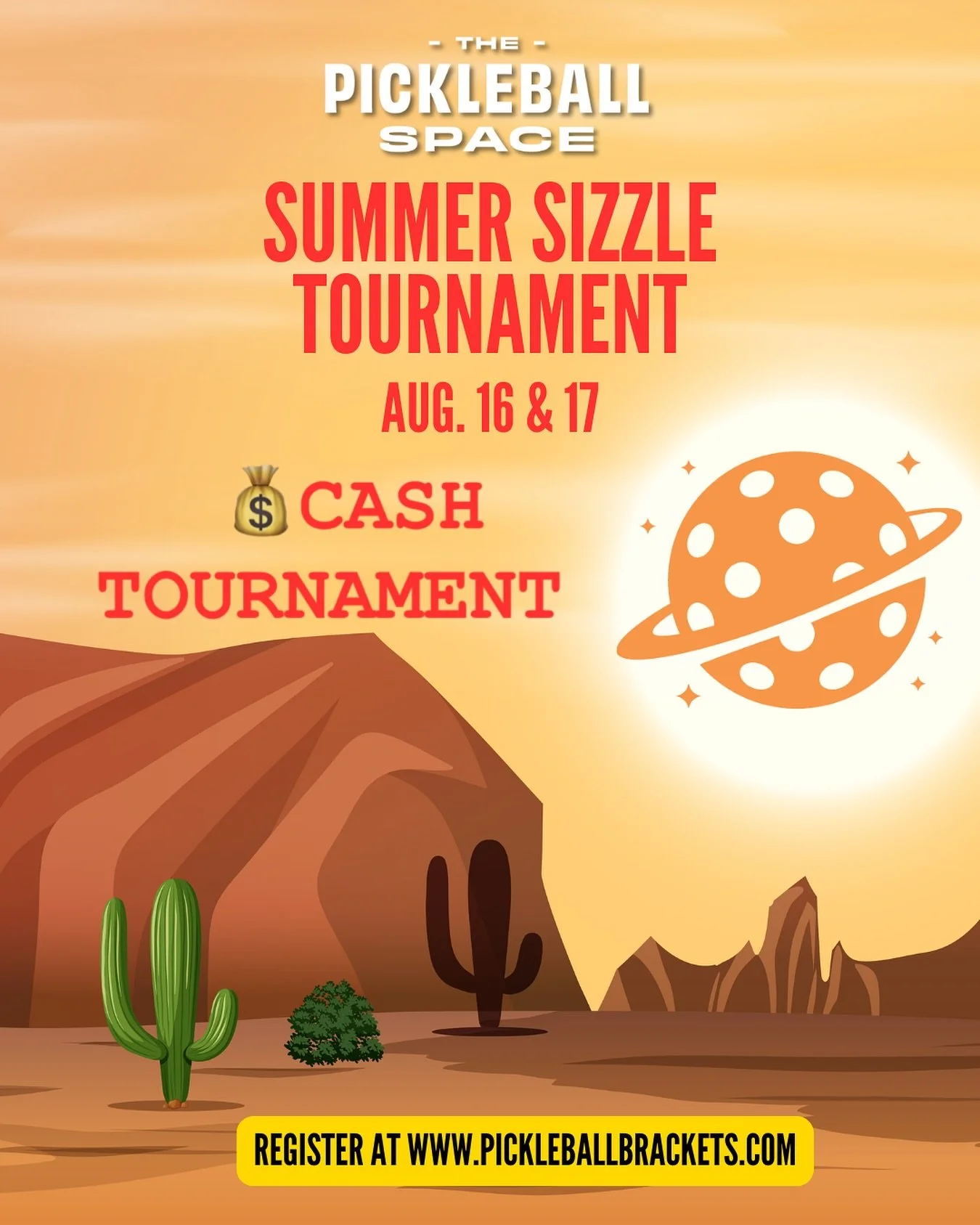 🔥 The Heat Is On! 🔥
🏓 SUMMER SIZZLE PICKLEBALL TOURNAMENT
August 16&ndash;17 | The Pickleball Space

Think you&rsquo;ve got what it takes?
Step on the court for 2 days of fierce competition &mdash; where the rallies are 🔥 and the stakes are 💰.

