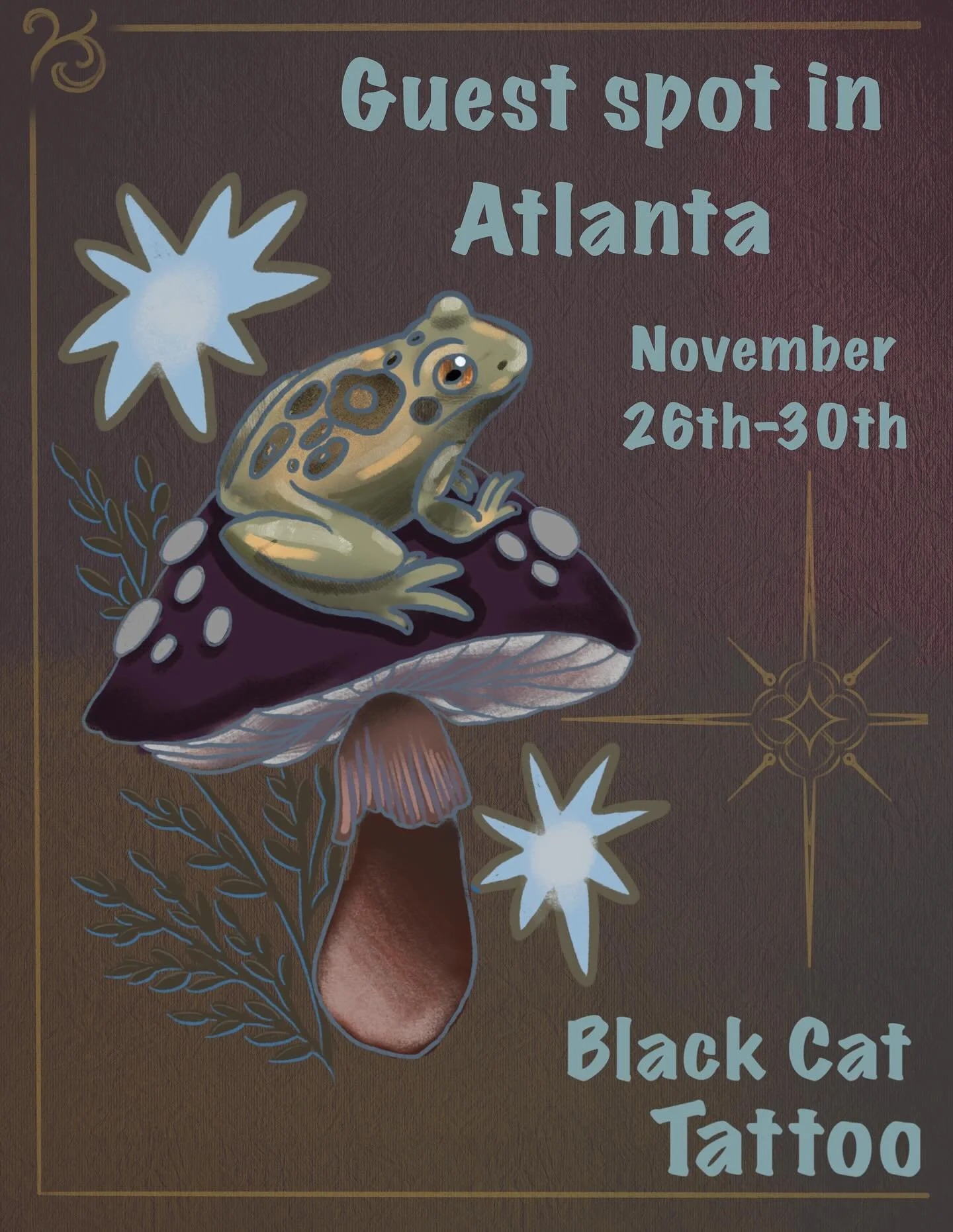 🖤ATLANTA GEORGIA GUEST SPOT🖤 

I&rsquo;ll be in Atlanta as a guest artist with @blackcatatl this November 26th-30th! I would love to do some cool tattoos with my Georgia friends and hopefully meet some new people! I have limited availability so ple