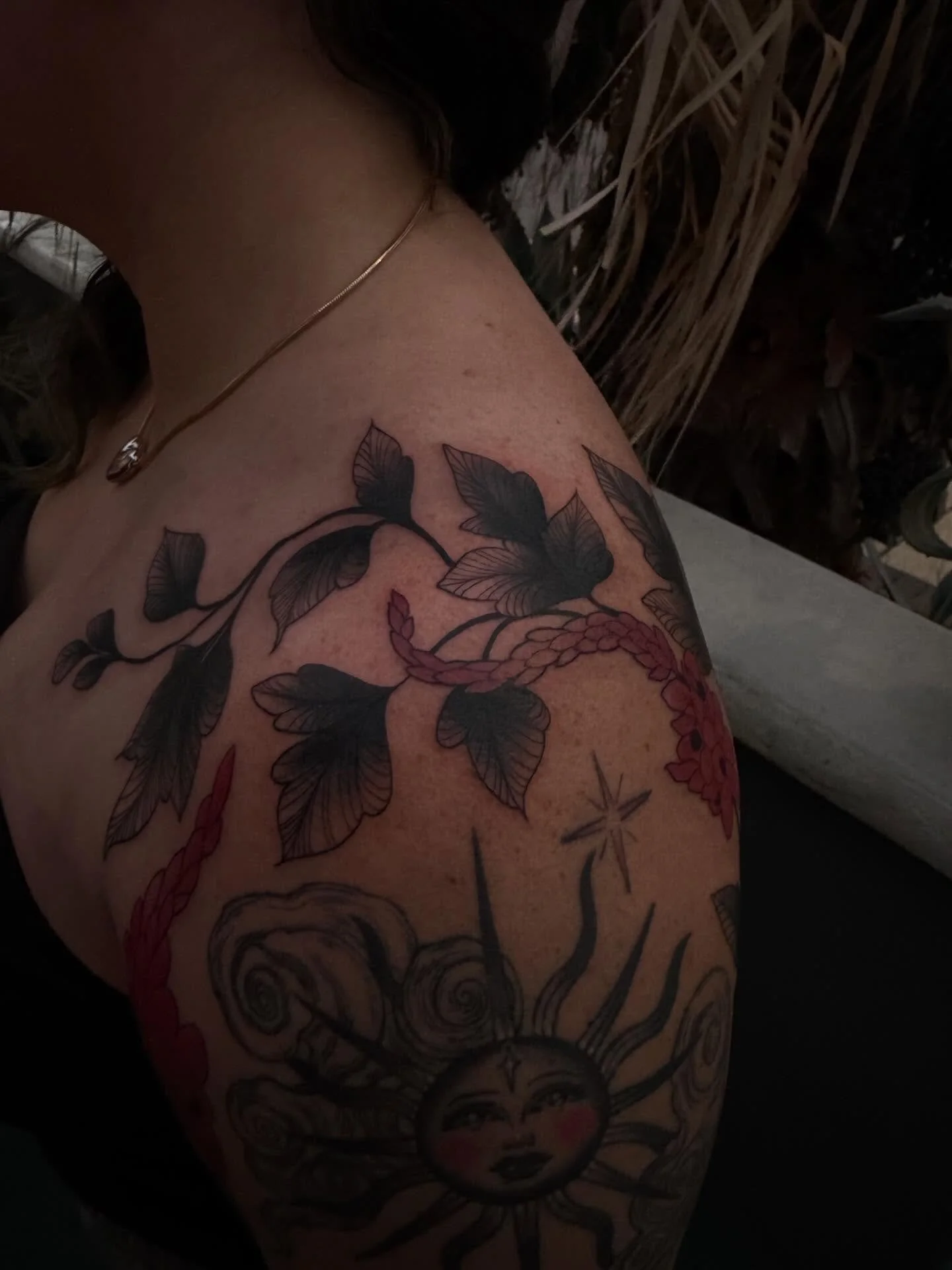 @onemoorething_ is the sweetest and coolest for letting me draw these kudzu plants on her shoulder! Thank you for letting me add to your sleeve and I can&rsquo;t wait to finish it up and hoot and holler together ☺️🌻✨🖤
💛💛💛💛💛💛💛💛💛💛💛💛💛💛💛