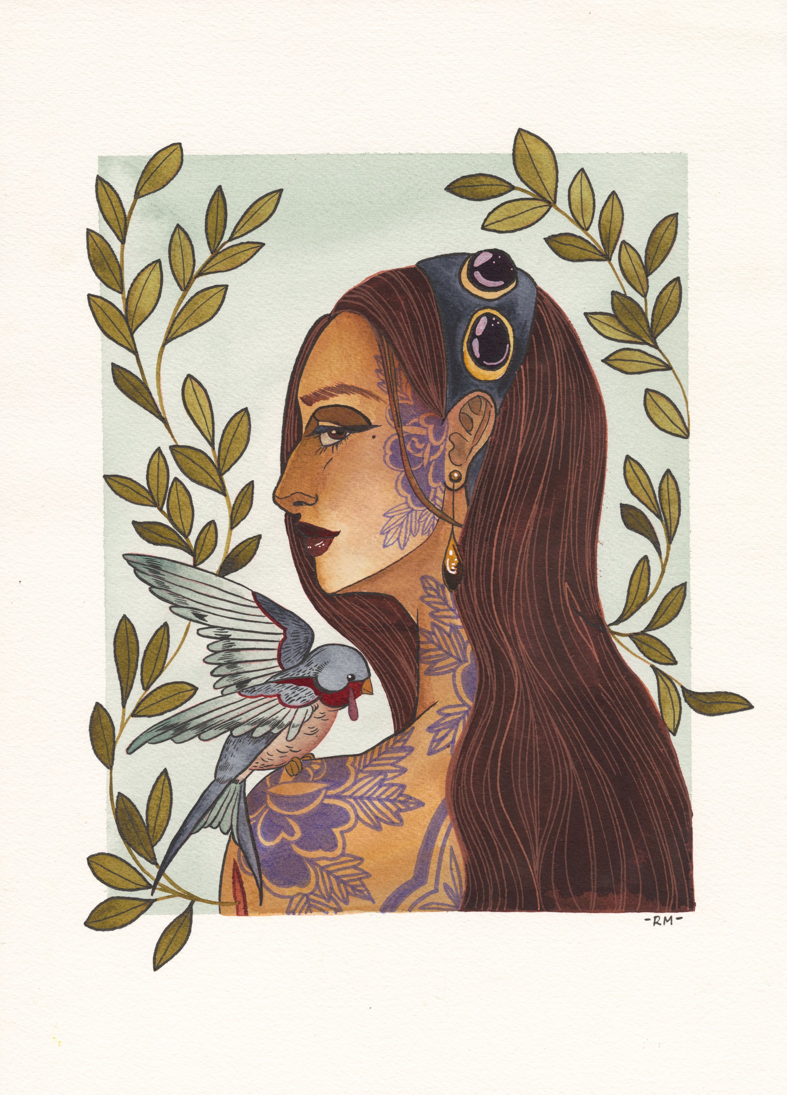 Tattoo Lady with Bird