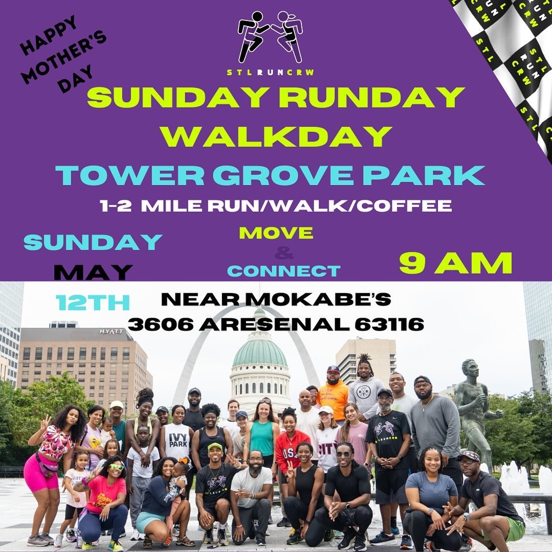 See Ya in the Morning - Sunday RunDay/Walk/Coffee
Mothers Day Time is 9 am ⚡️

Meet in Tower Grove Park near MokaBes 
1-2 mile walk or Run Then coffee ☕️

ALL are welcome!! Like EVERYONE..like YOU!

Come Move and Connect
Moms come to get moving and c