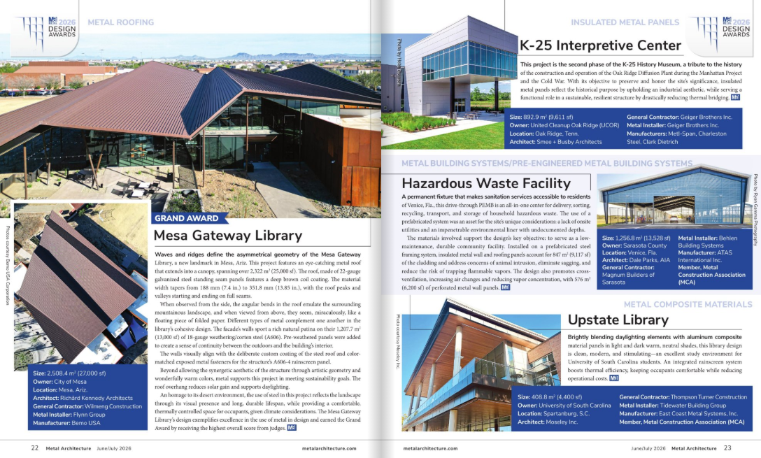 The K-25 Interpretive Center Wins a 2026 Metal Architecture Design Award