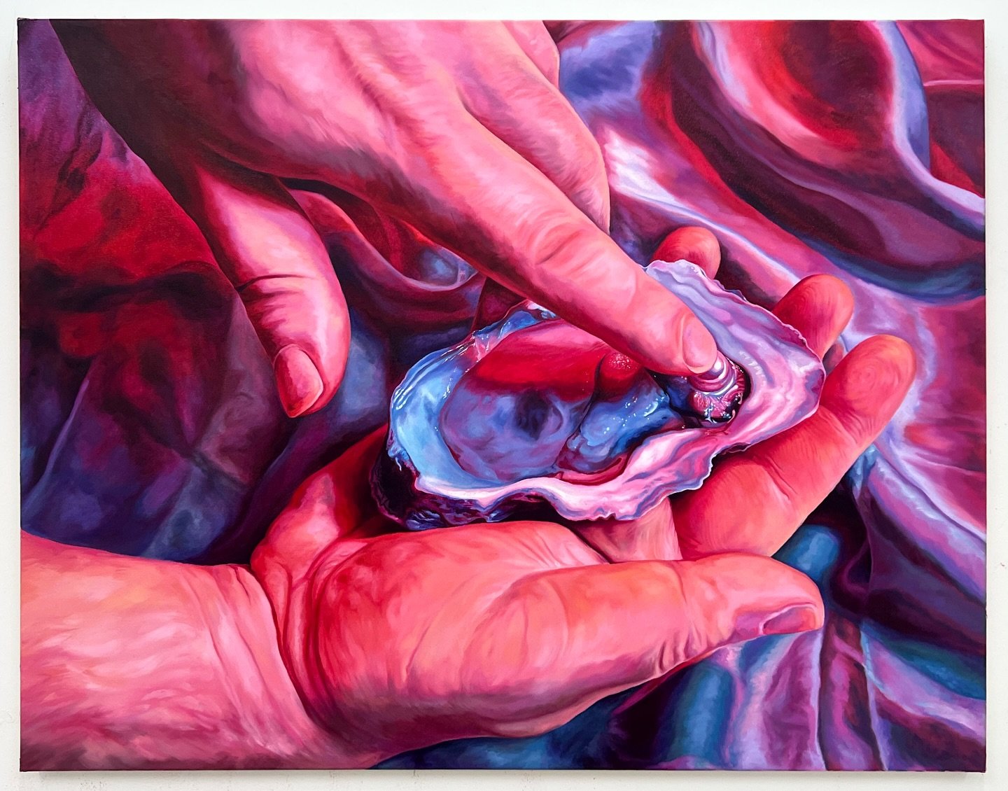 Pearl Diver, 2025. Oil on canvas, 110 x 140 cm (43.3&rdquo; x 55.1&rdquo;).

My latest painting, Pearl Diver, is finally complete! This oyster shell travelled with me all the way from @wholeyseafood in Pittsburgh down to Miami and then finally to D&u