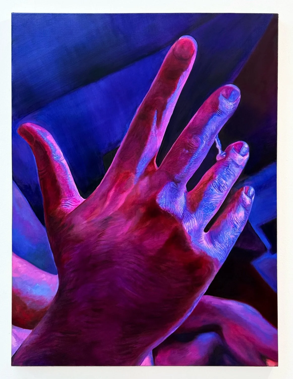 &ldquo;Cyprine&rdquo;, 2025.
Oil on canvas, 90 &times; 120 cm.

The title comes from a French word with roots in Roman antiquity. Originally a nickname for Venus, it later became synonymous with arousal fluid, as well as natural elements like fish, c