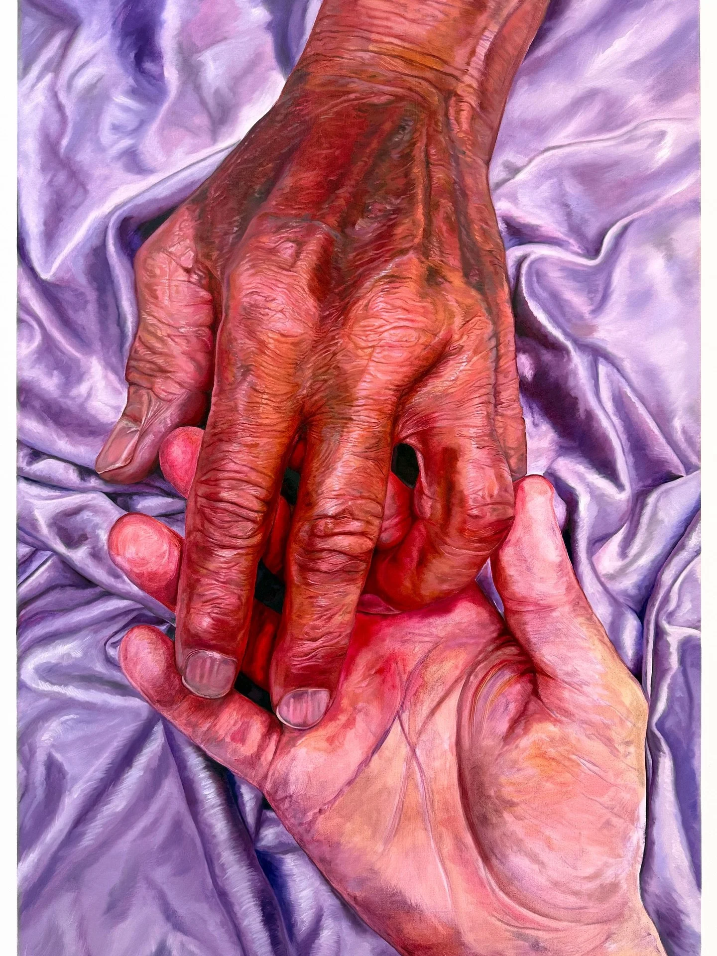 HOLDFAST, 2025. Oil on canvas, 90 x 140 cm.

This painting is a gift for my grandpa, Larry Keating 💜🪻

The title comes from a marine biology term in which mangroves anchor themselves to a solid substrate to stay rooted through the tides. It&rsquo;s