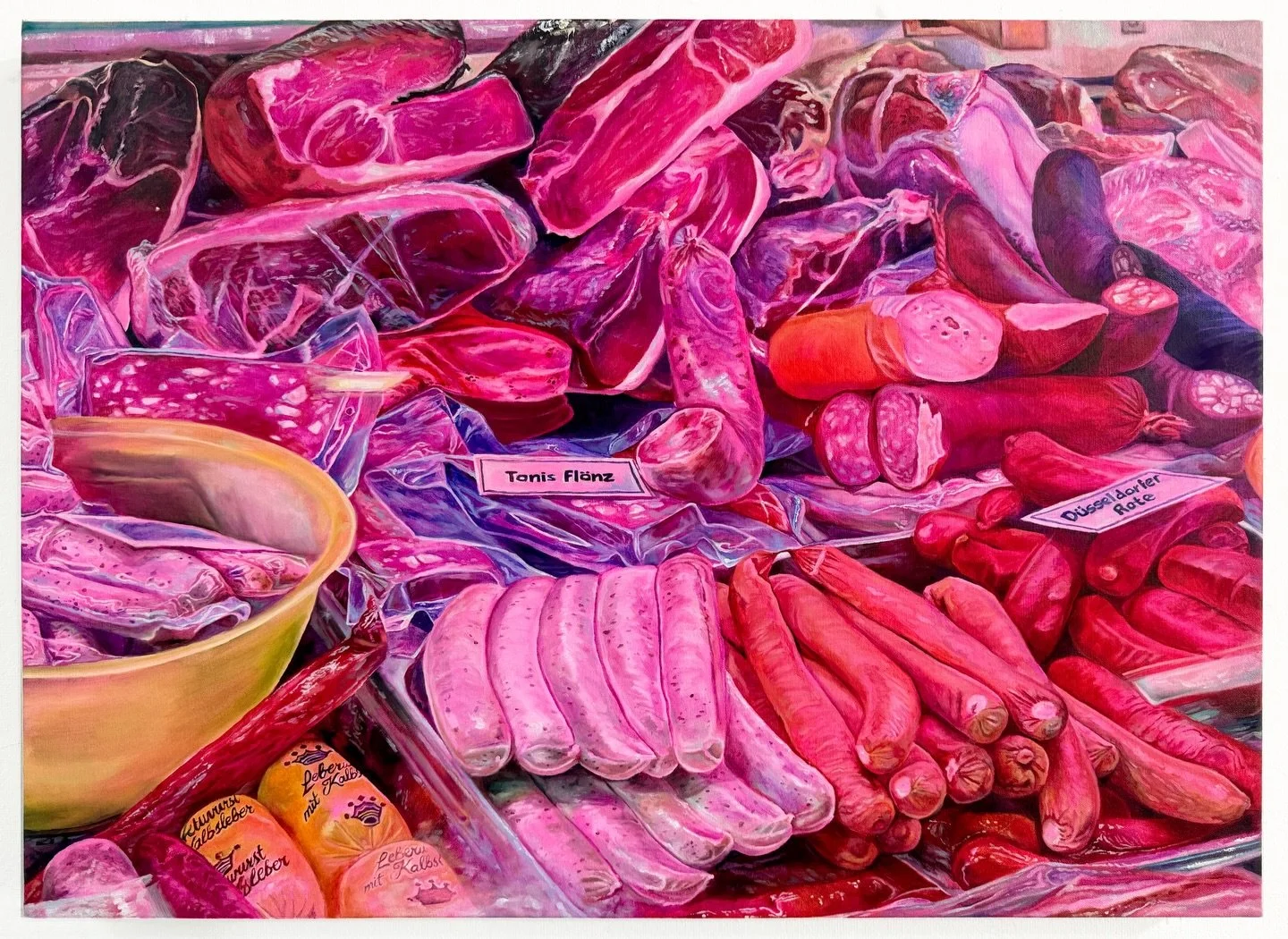 Body Count, 2026. Oil on canvas, 22&rdquo; x 30&rdquo;.

Another year, another meat painting 🥩
This one was taken in D&uuml;sseldorf at @schinken.toni &lsquo;s stall at Carlsplatz market. I couldn&rsquo;t resist photographing the electric pink hues 