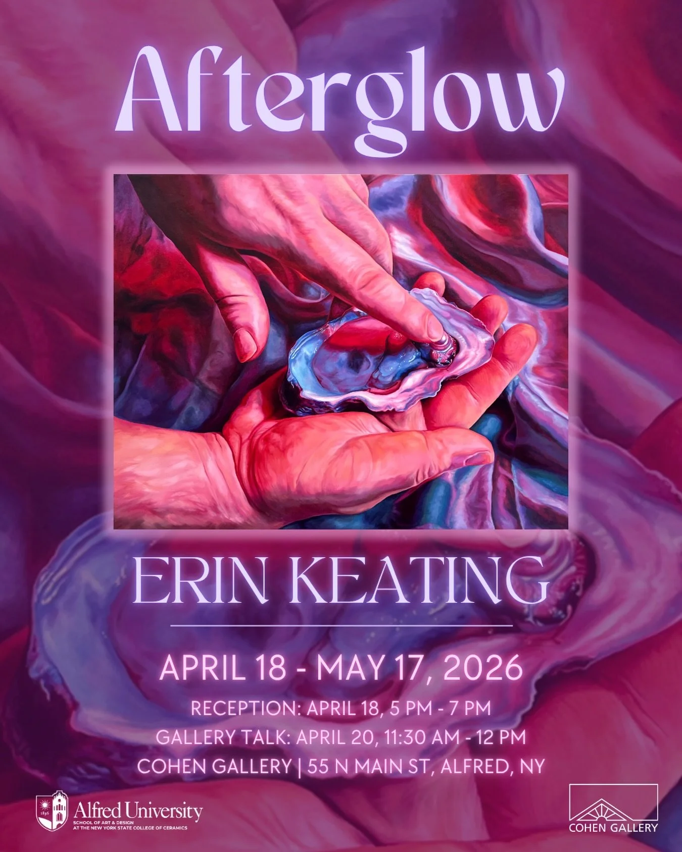 Afterglow is here! 💫 my MFA thesis show opens Saturday, April 18 in the Cohen Gallery.

I am so proud to exhibit all of the paintings I created over the past two years in the @alfredpainting program. A big thank you to all my professors, mentors and