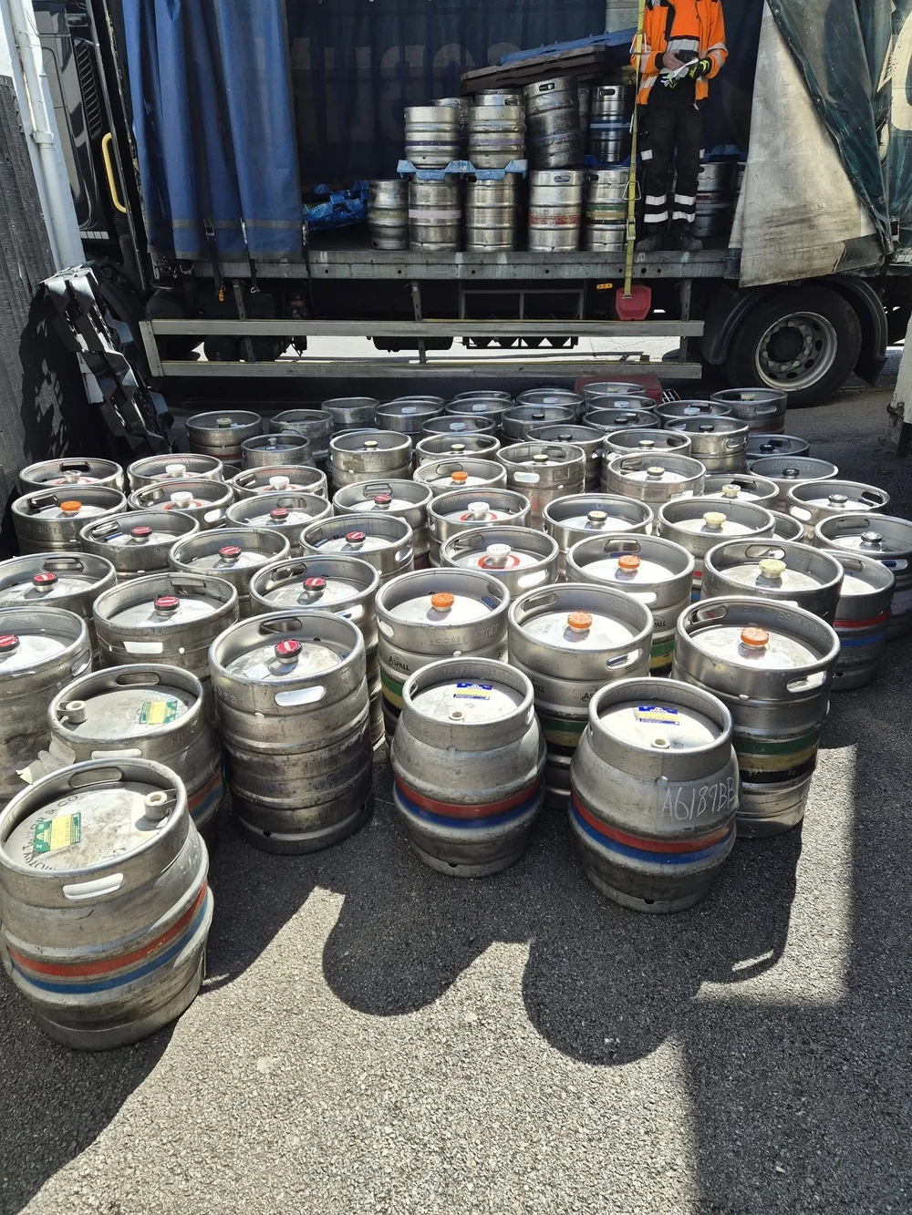 Beer kegs being delivered to the Kings Arms