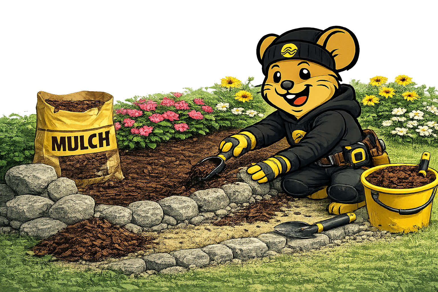 Mulching service to improve soil moisture and landscape appearance