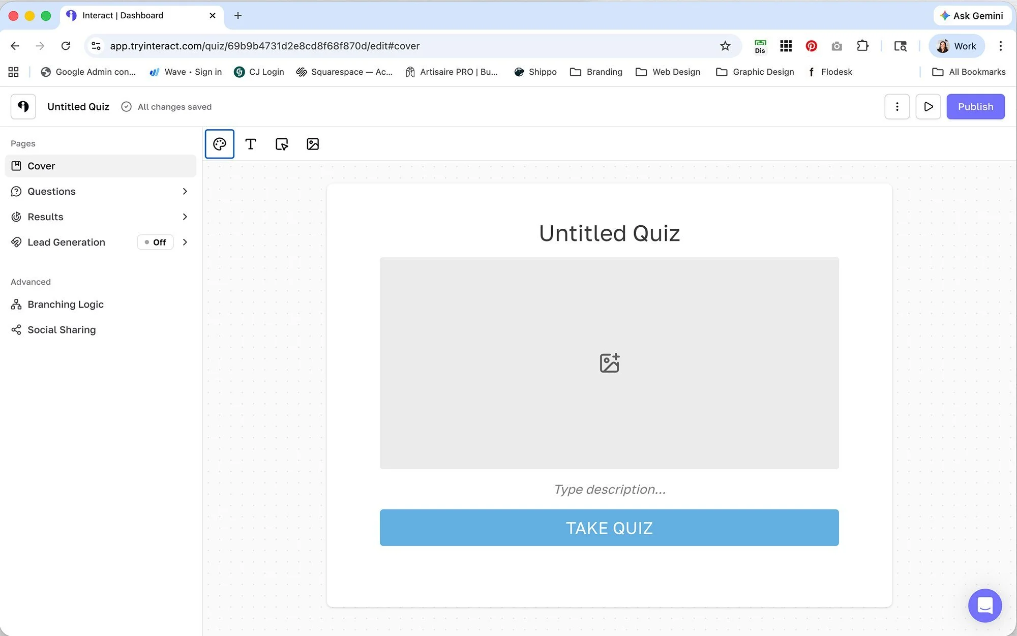 screenshot of the backend of the interact quiz platform, showing how to create a quiz