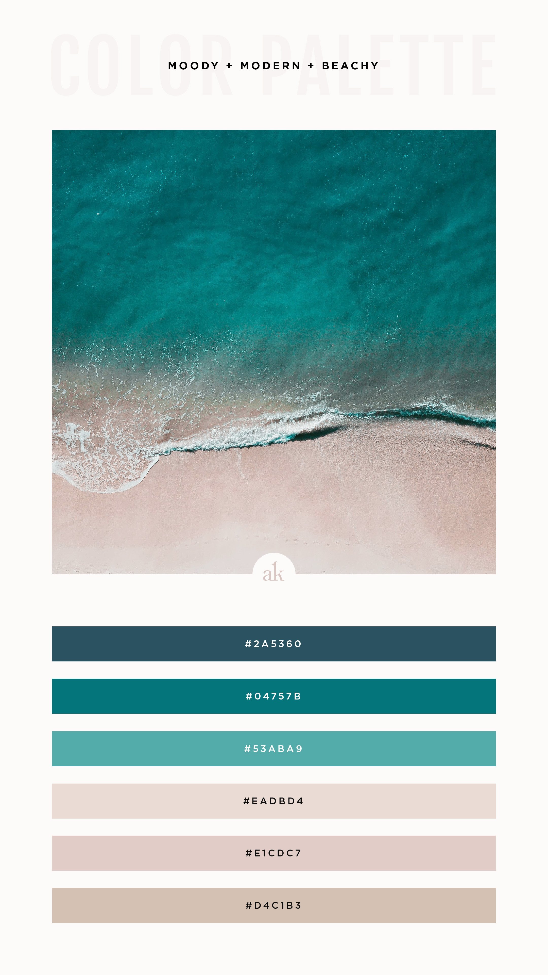 a modern and moody beach-inspired color palette — Akula Kreative