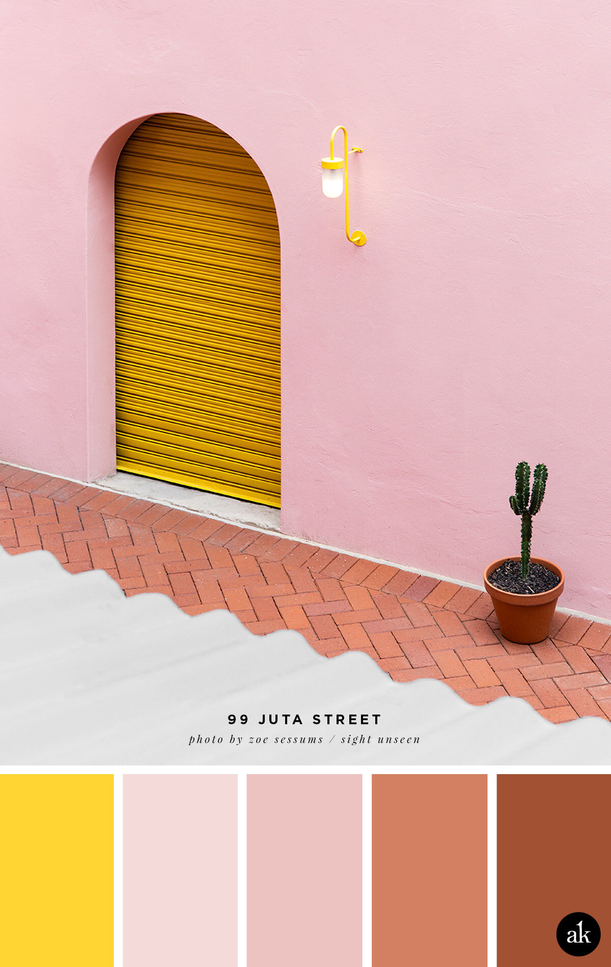a pink-and-yellow-facade-inspired color palette — Akula Kreative