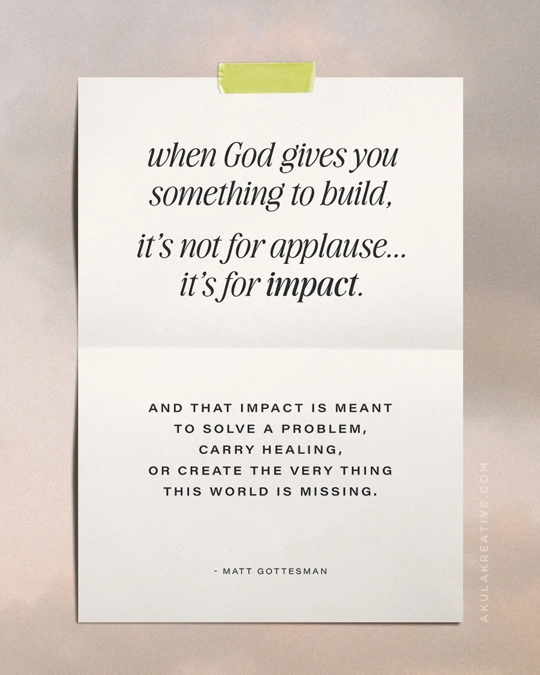 This quote has reshaped how I&rsquo;ve been thinking about success lately: &ldquo;When God gives you something to build, it&rsquo;s not for applause&hellip;it&rsquo;s for impact.&rdquo;

For many, success means visibility, scale, and constant growth.