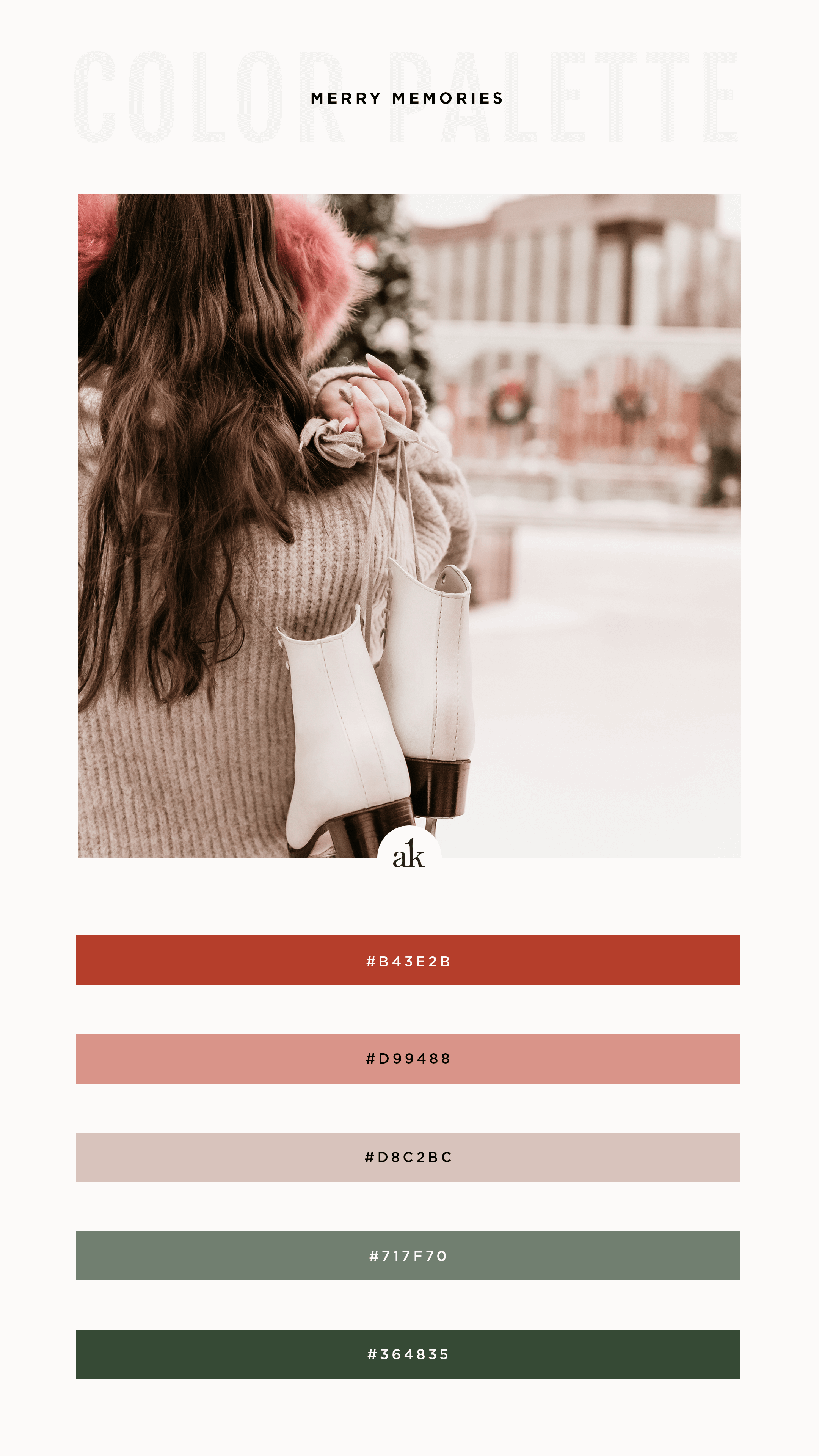 vintage christmas color palette featuring soft red, pink, green