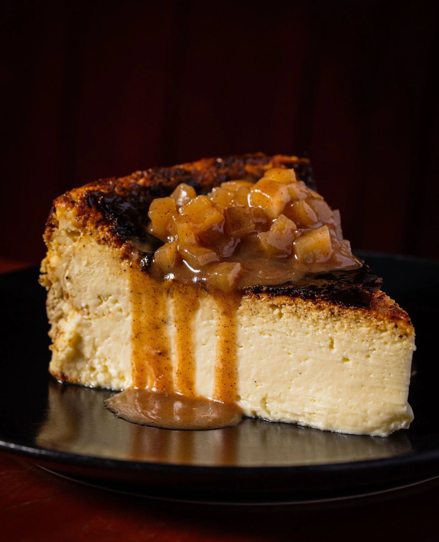 An apple a day? We took that personally. Our Basque Cheesecake with vanilla bean &amp; Granny Smith apple compote is on the menu tonight