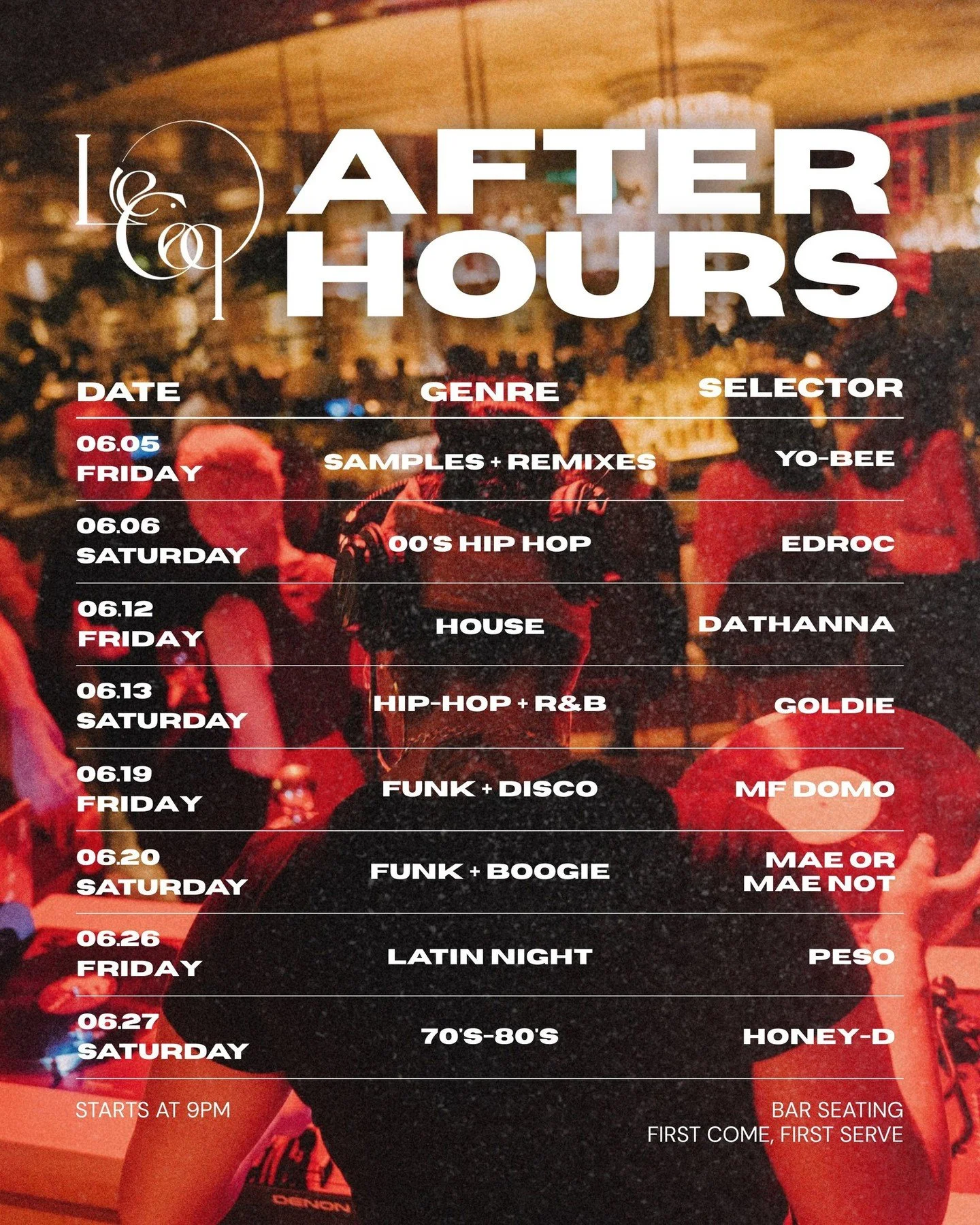 June's lineup is in. 🪩 Grab your crew, grab a drink, and let the night do the rest. Fridays &amp; Saturdays at 9pm.