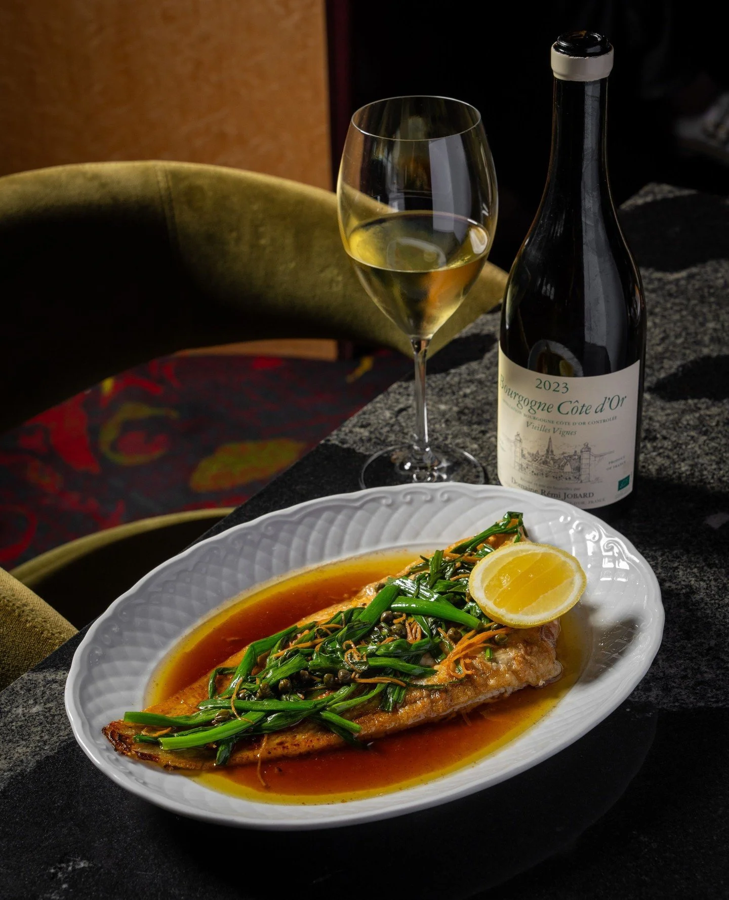 Your Wine Wednesday needs a dish to match. Dover Sole with French Meuni&egrave;re and Cantonese sizzling ginger fish, de-boned tableside and dressed with oil, herbs, and black garlic soy.⁠
⁠
Available on Wednesdays only.