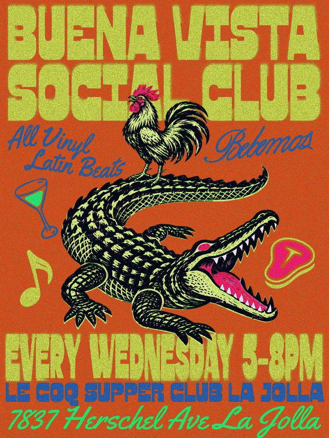 𝑩𝑼𝑬𝑵𝑨 𝑽𝑰𝑺𝑻𝑨 𝑺𝑶𝑪𝑰𝑨𝑳 𝑪𝑳𝑼𝑩⁠
Welcome to the new Wednesday nights at 𝐋𝐄 𝐂𝐎𝐐 𝑺𝑼𝑷𝑷𝑬𝑹 𝑪𝑳𝑼𝑩 𝐋𝐀 𝐉𝐎𝐋𝐋𝐀.⁠
⁠
All vinyl. All Latin beats.⁠
From Buena Vista Social Club and classic Cuban rhythms to Bossa Nova, Brazilian gro