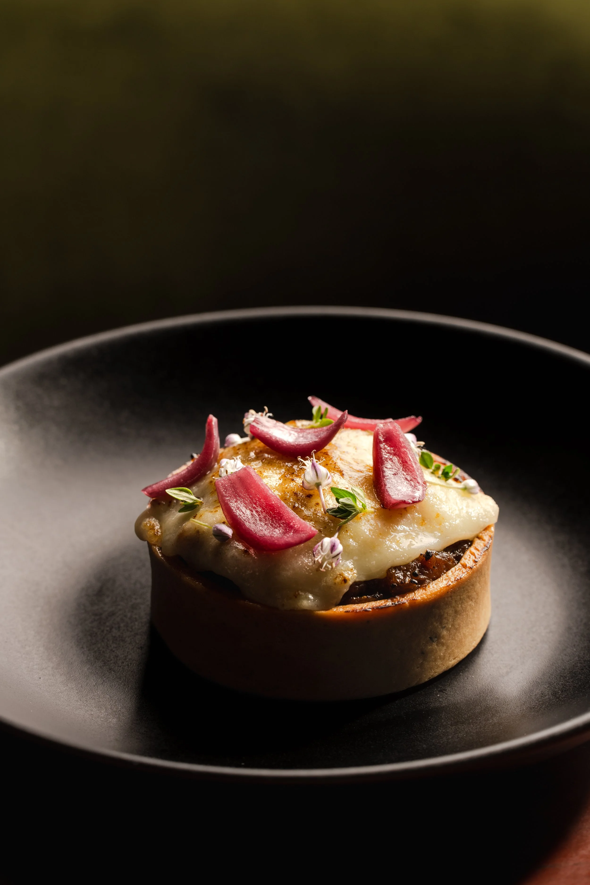 Onion tart with Short Rib, Caramelized Onion, Gruyère
