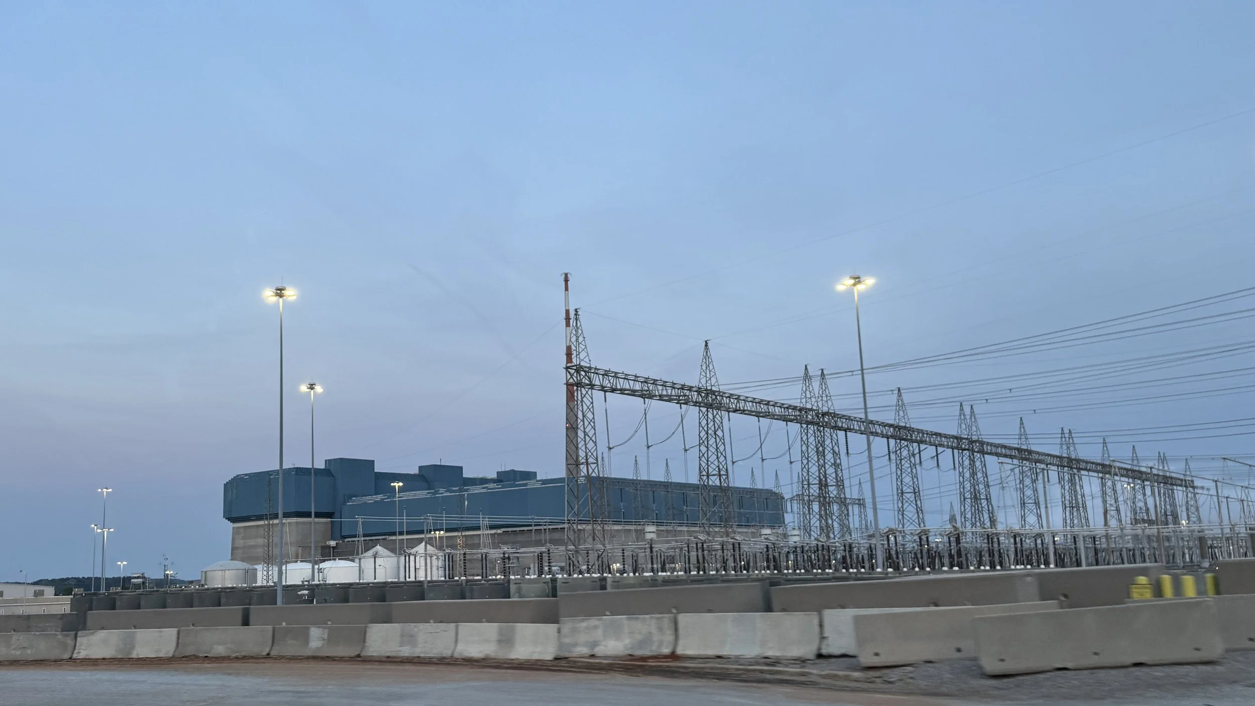 Nuclear power plant at dawn