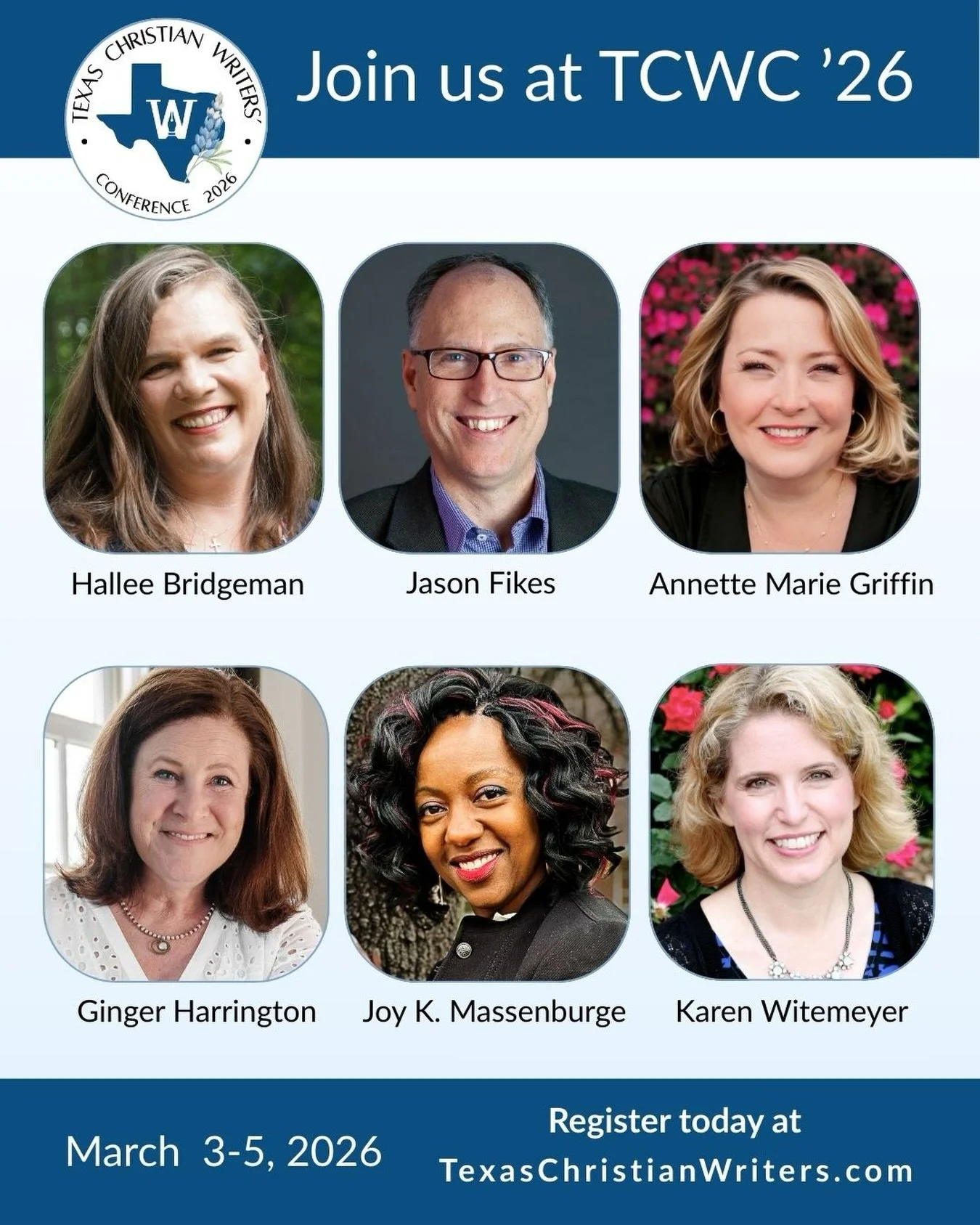 Meet the faculty lineup for TCWC 2026&mdash;bestselling and award-winning authors, editors, publishers, and coaches who want to encourage you and help you grow.

Nonfiction, fiction, Christian market or general market&mdash;connect, learn, and grow a