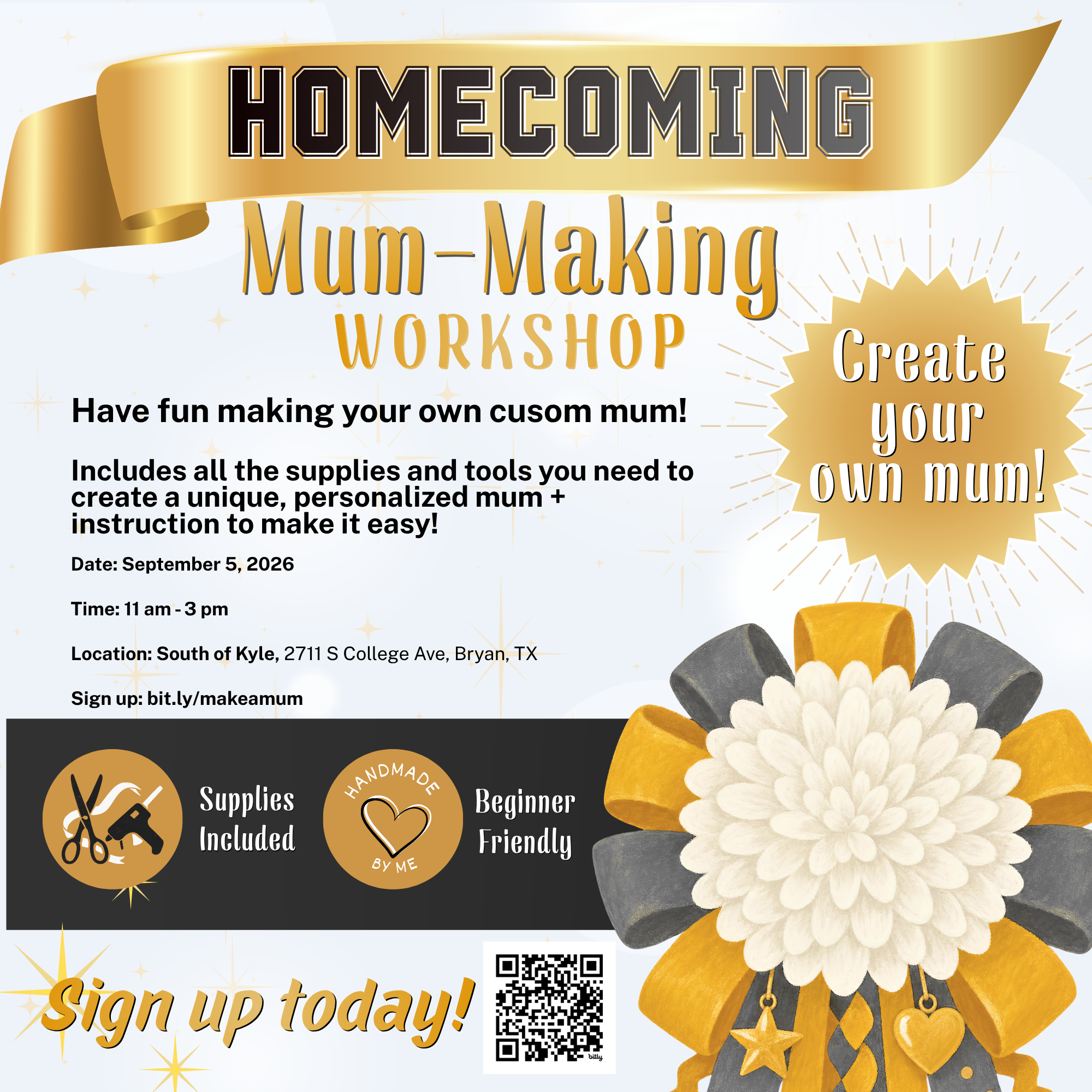 Mum making homecoming flier.png