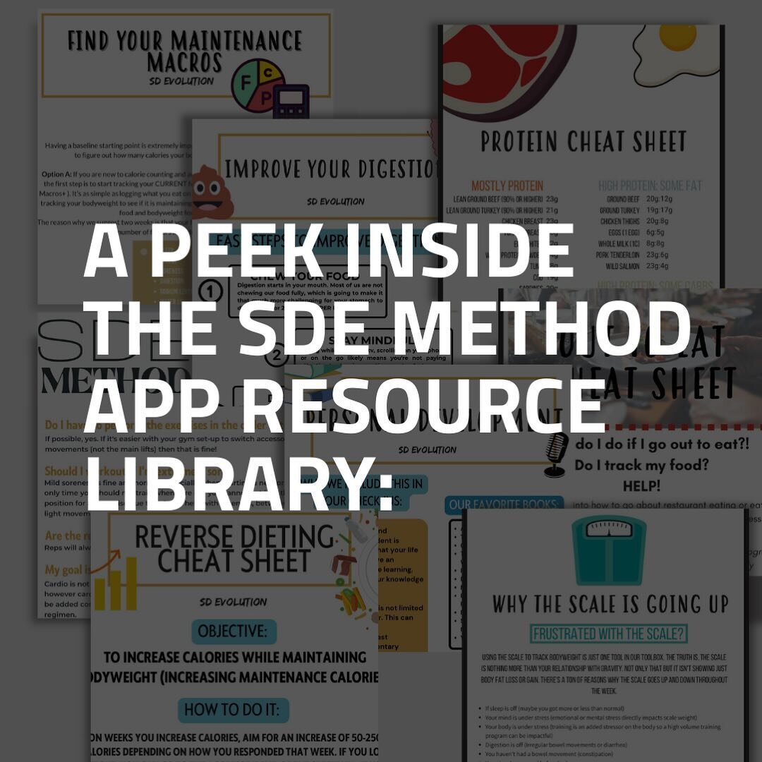 More than just a training app 😎 

These cheat sheets are available for our 1:1 clients in their Resource Library of the portal AND for our app members right in their app 📲

Our app literally gives you everything you need to *DIY* your fitness goals
