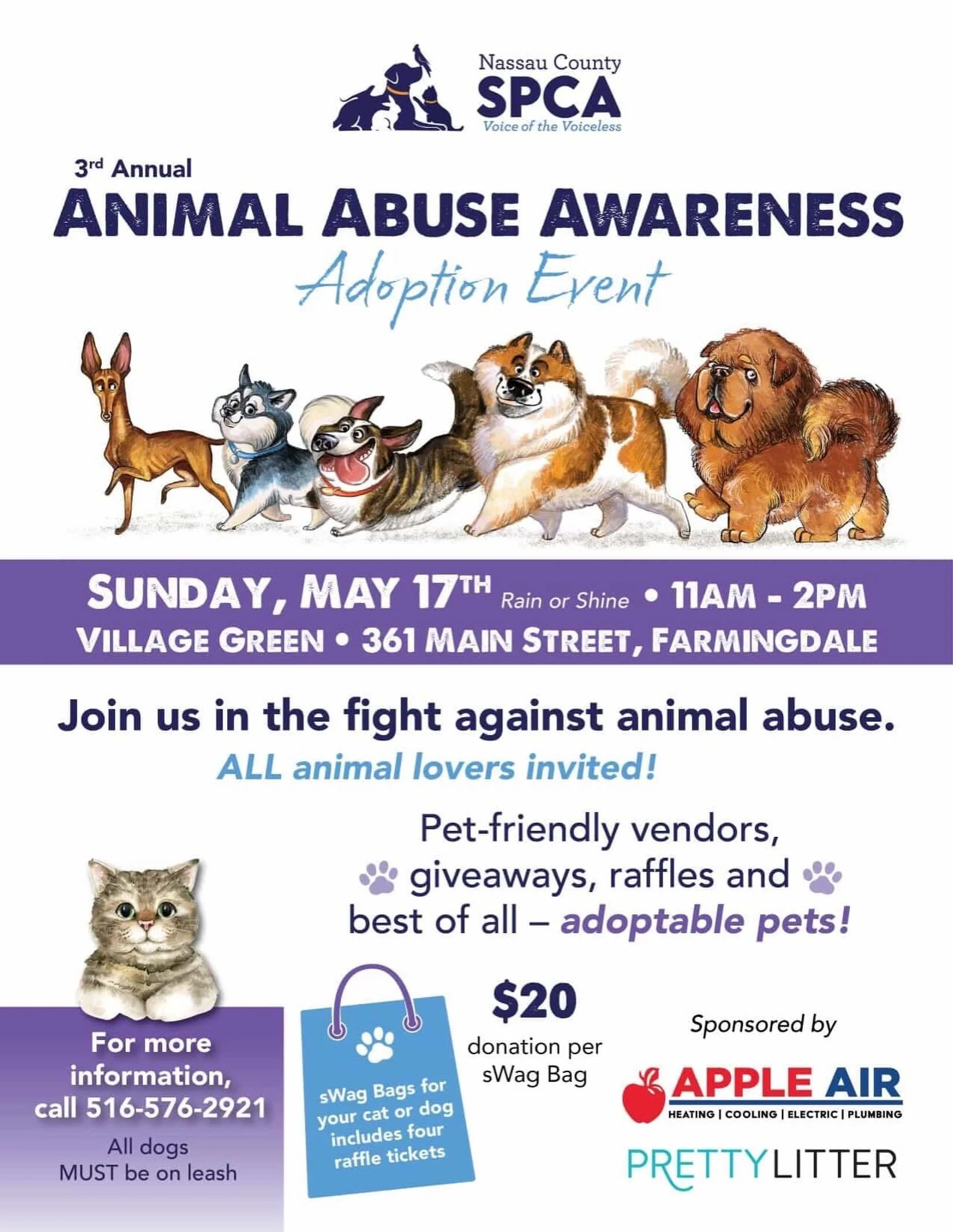 Join Noelle's Ark this Sunday, May 17th, at the Nassau County SPCA 3rd Annual Animal Abuse Awareness Adoption Event!