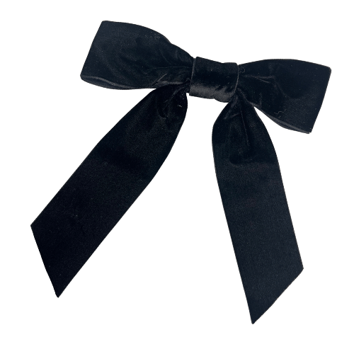 Black velvet bow tie with long tails