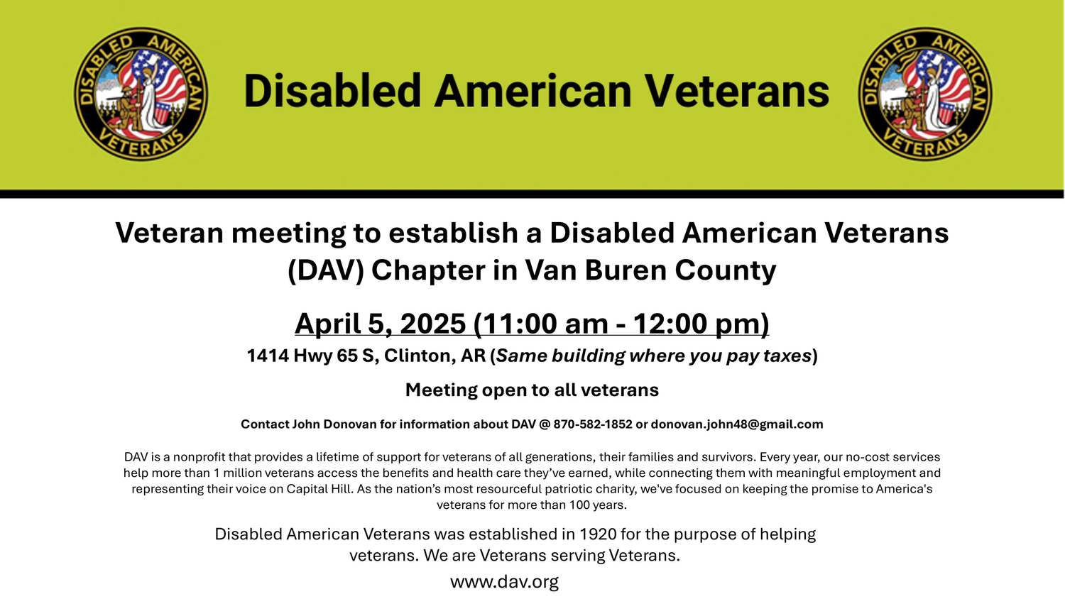 Upcoming Events — Arkansas Department of Veteran Affairs