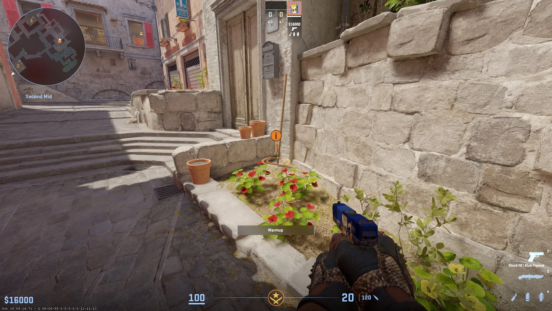 Stand at the corner where aimed