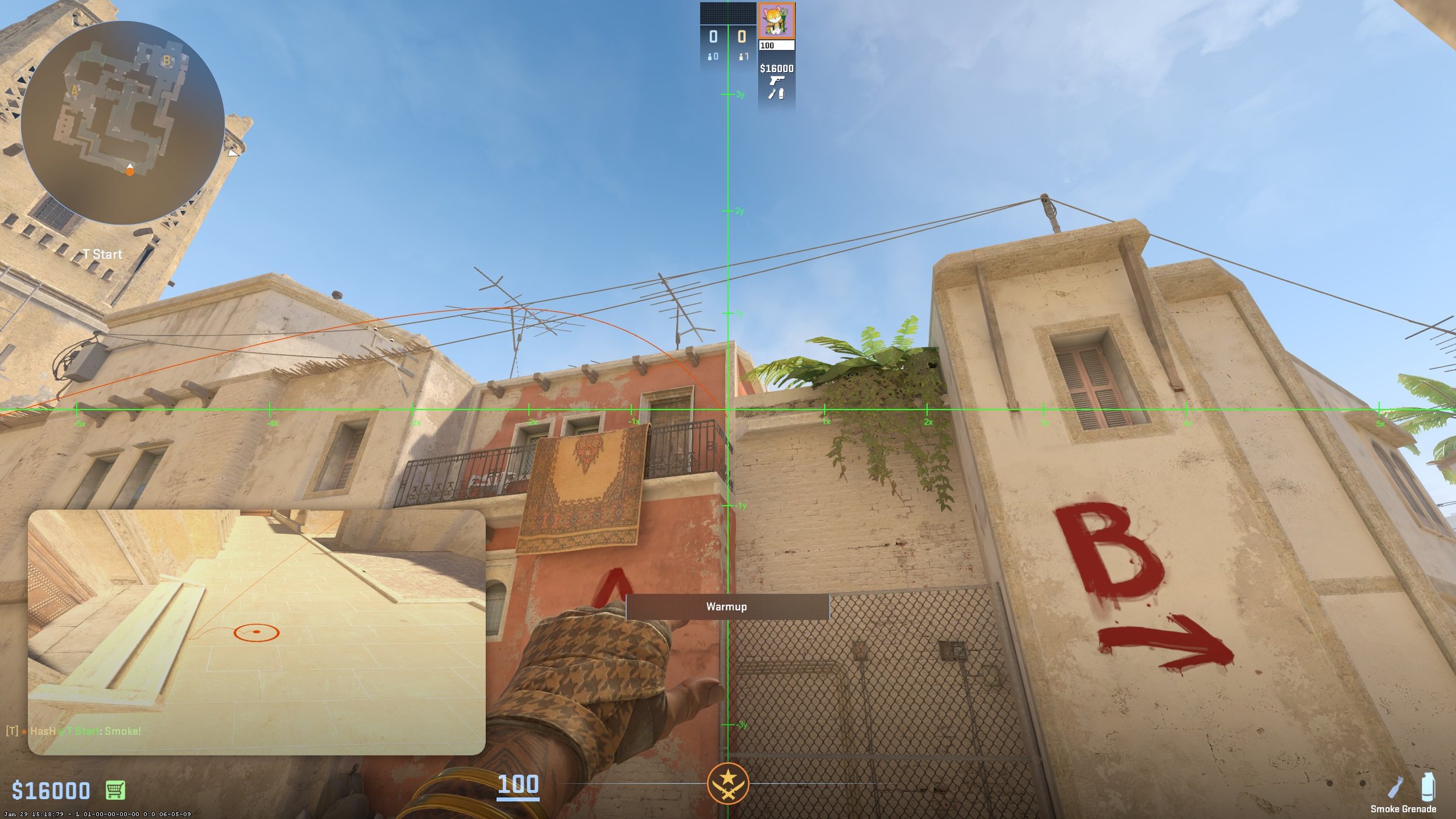 Strafe to the right before jump throwing.