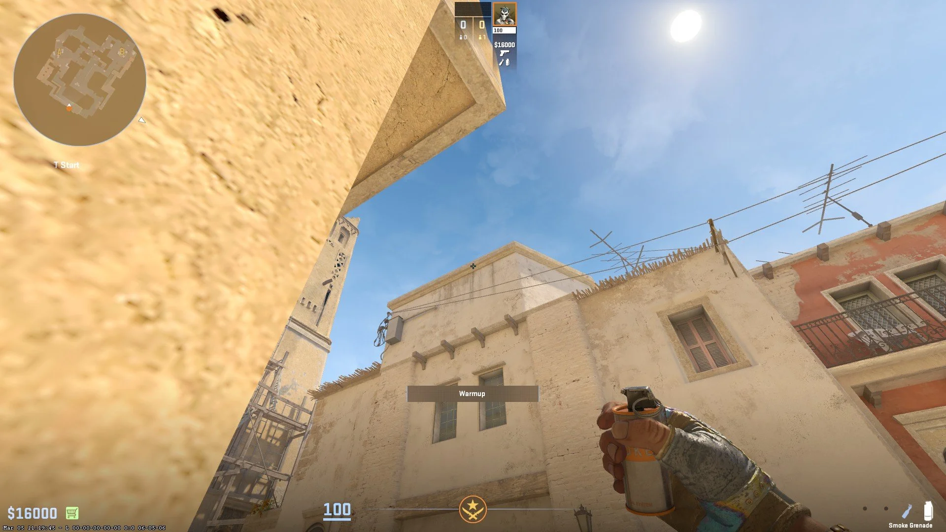 Aim at the highlight area right above the dark spot and jump throw the smoke.