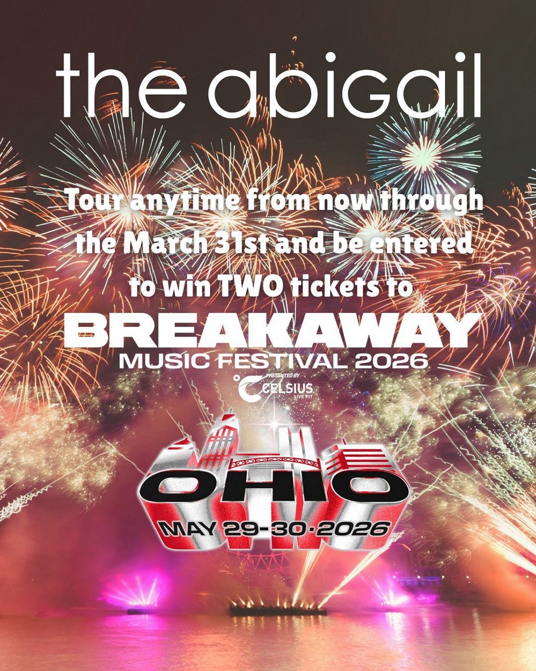 For March ONLY schedule a tour and be entered to win TWO TICKETS to Columbus BREAKAWAY 🤘🎵

#theabigail #breakaway #columbus #giveaway