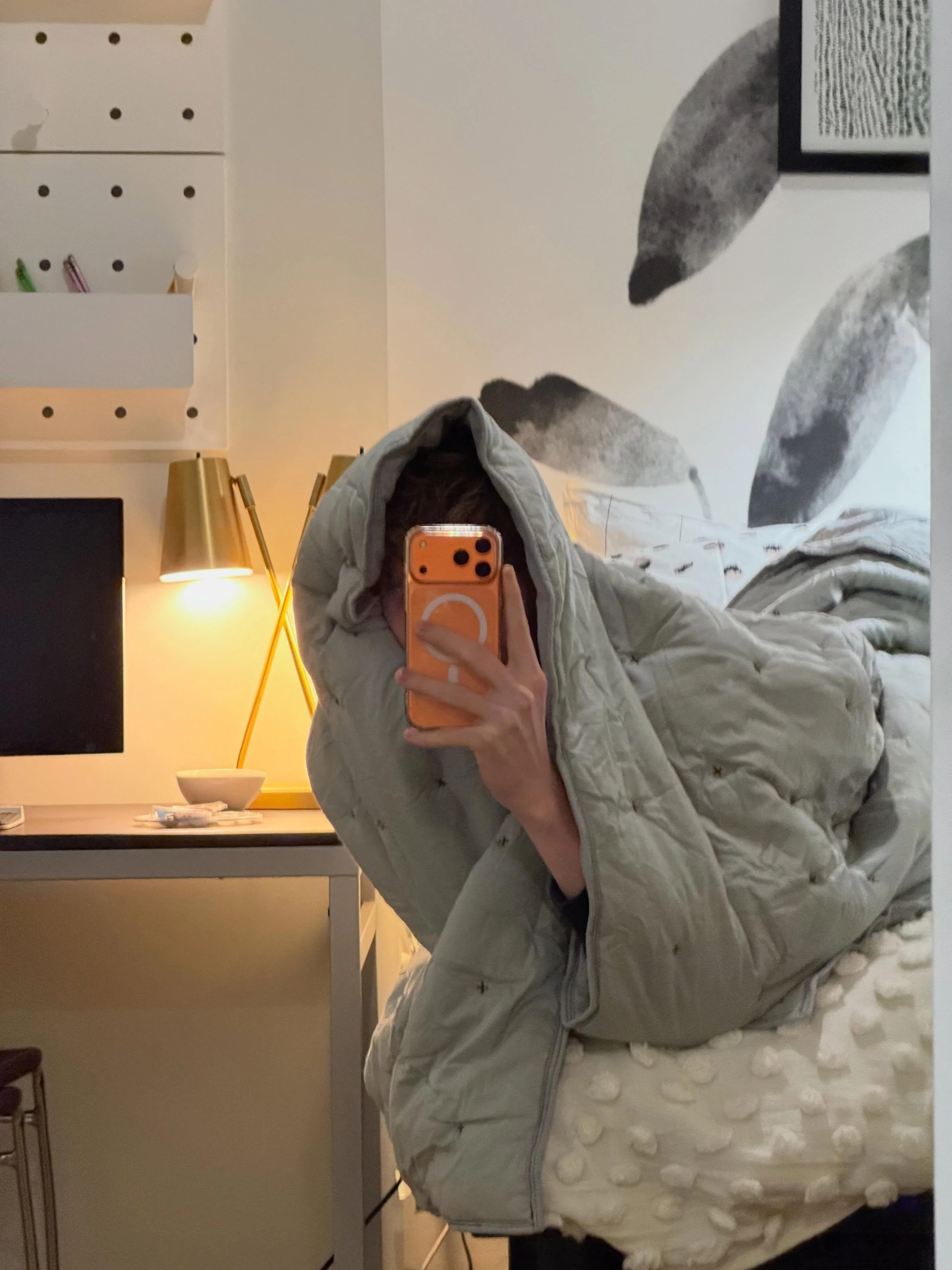 When your apartment is so cozy, you don&rsquo;t want to get out of bed 🛌✨ #CCAD #Columbus #downtown #lazyday #theabigail