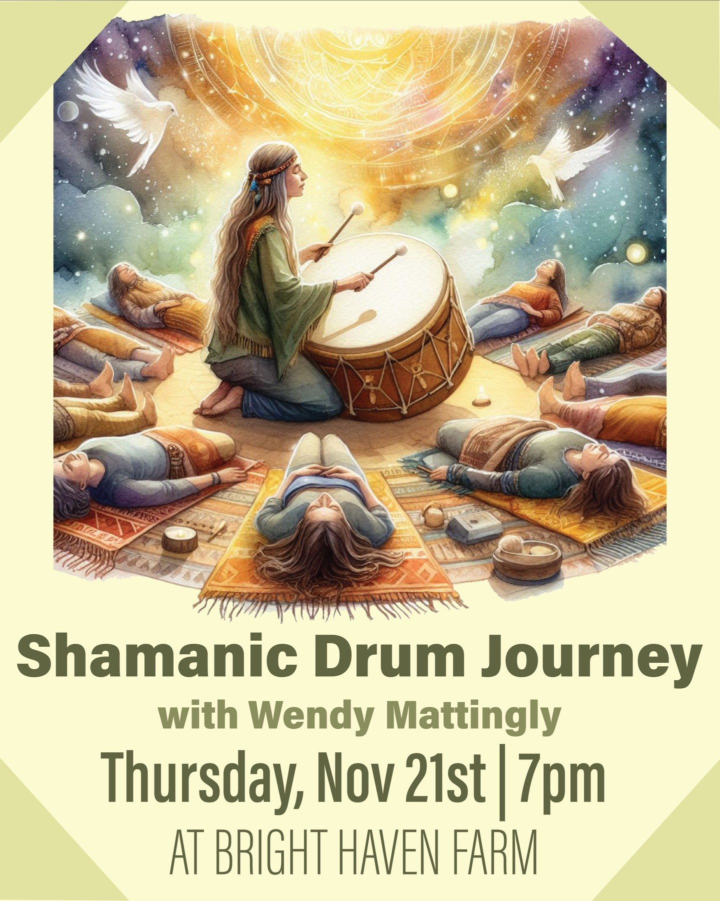 Join Bright Haven co-founder Wendy Mattingly for an evening of guided journeying. We will begin with a grounding mediation to align our channel and root to the earth before entering our heart space to journey. Each person&rsquo;s journey is an indivi
