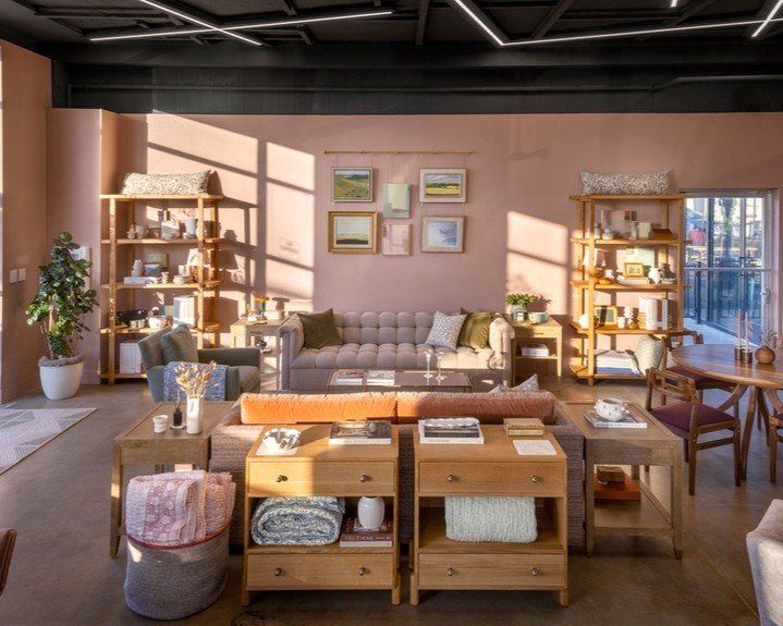 We're here to respond to a question we get all the time! Drum roll please...the shop paint color is Dunn Edwards Rose Bisque! As Designers, we know how important paint color is and how drastically it can change from room to room. If you love this col