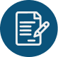Icon of a clipboard with a document and a pencil.