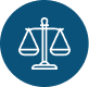 Icon of a balanced scale symbolizing justice or law