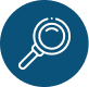 Magnifying glass icon on a dark blue background