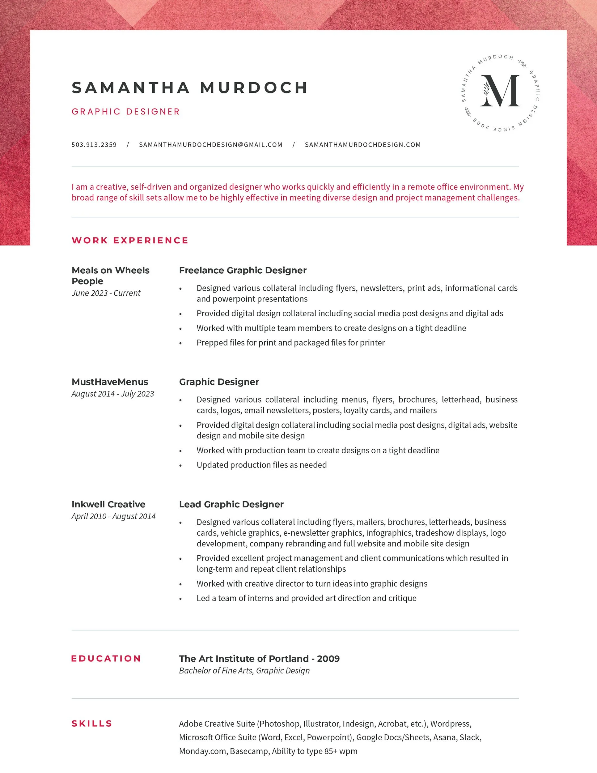Samantha Murdoch Resume
