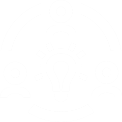 Icon of three people around a lightbulb