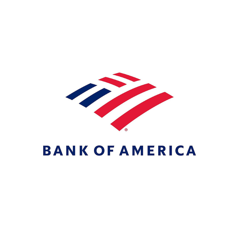 Bank of America logo with red and blue stripes above the text.