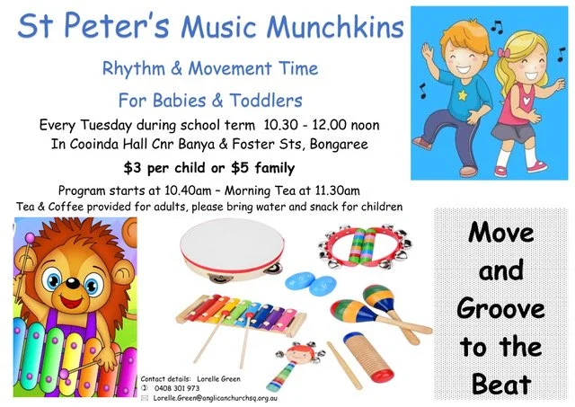 Music Munchkins - Tuesdays weekly during School Term